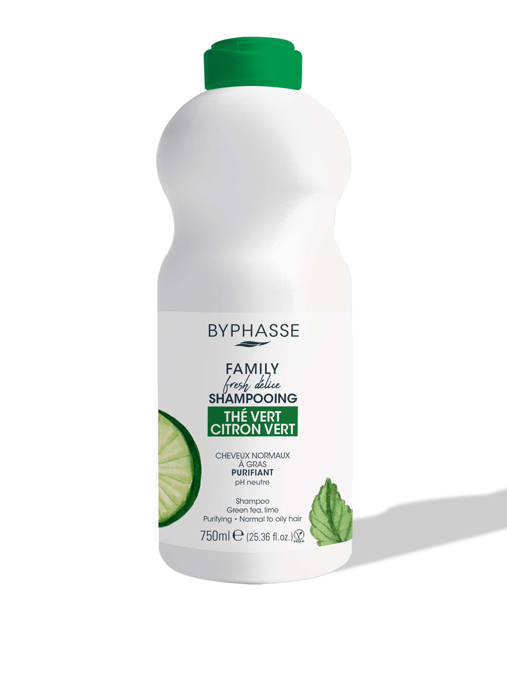 BYPHASSE شامپو چاي سبز و ليمو مو معمولي 750 ML